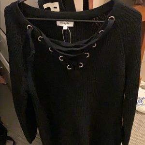 Knit Criss Cross V-Neck Sweater